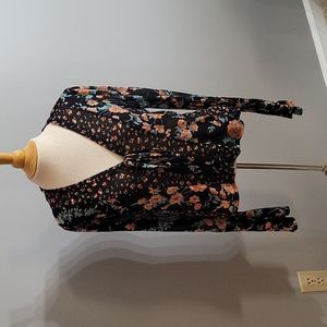 Free People Long Sleeve Flower Blouse Large